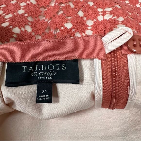 Talbots peach lace flower overlay pencil skirt. 2P - Picture 6 of 7